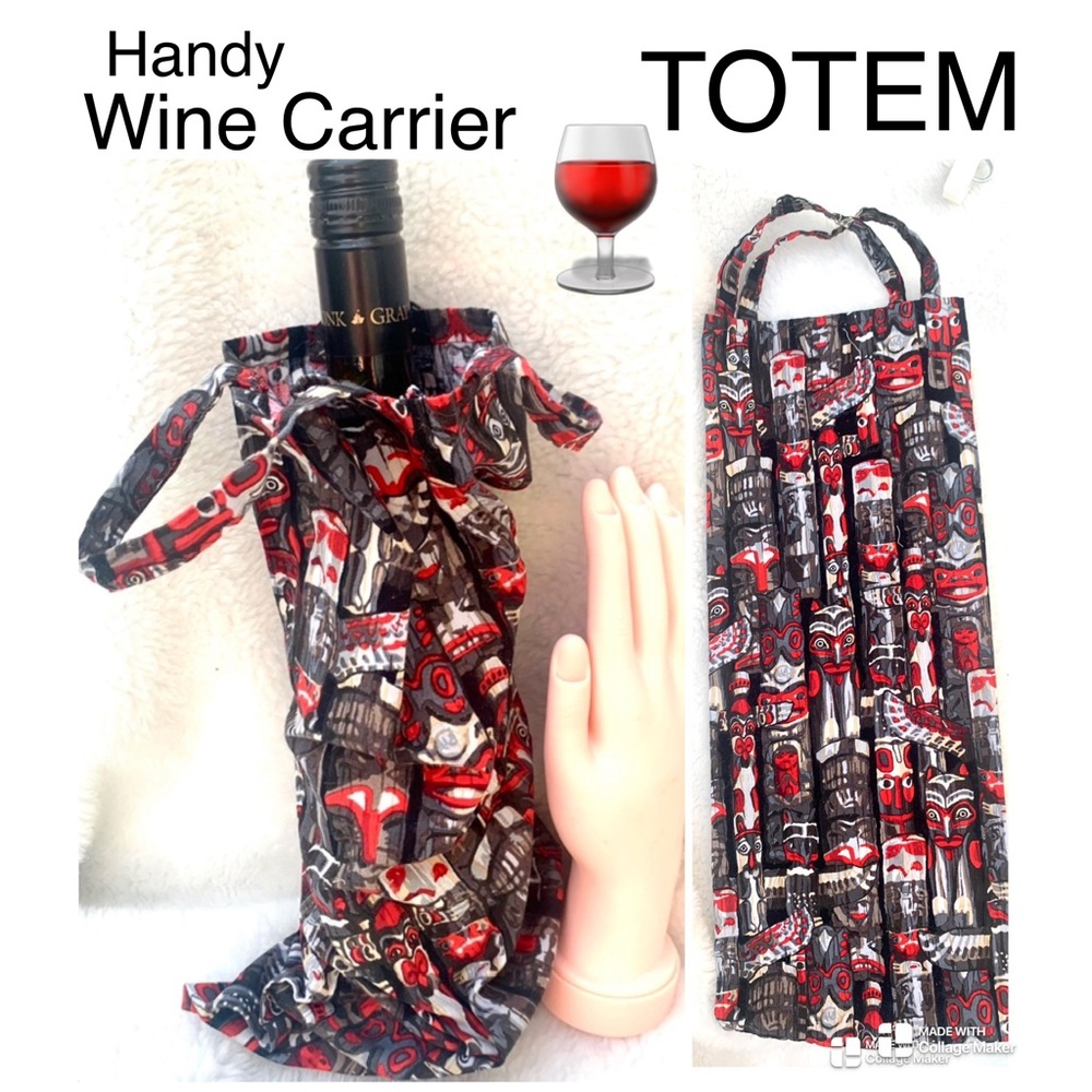 ⭐️ TOTEM Wine carry Bag, Native motif, cotton, UNIQUE -